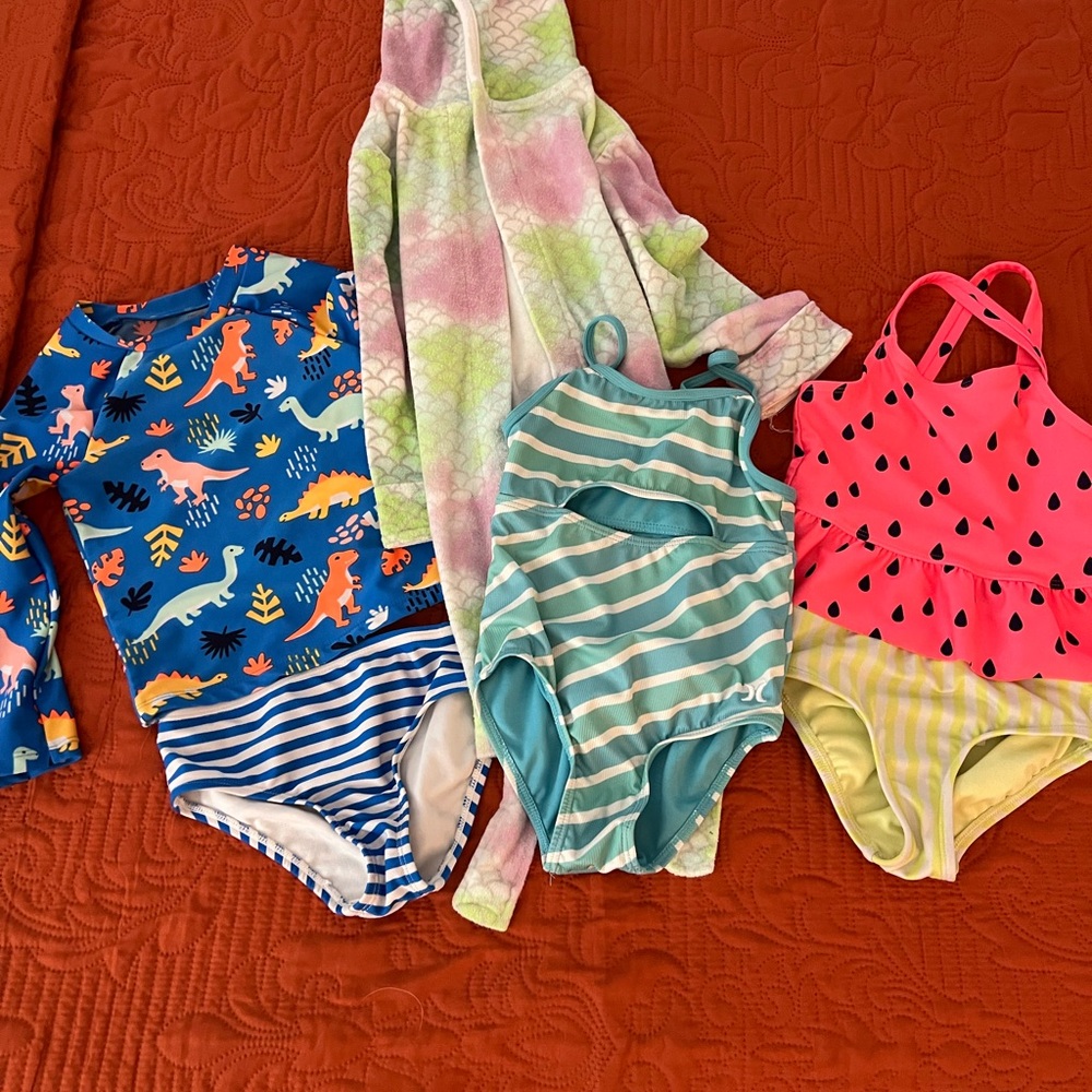 Colorful Kids One Piece Swimsuit Set